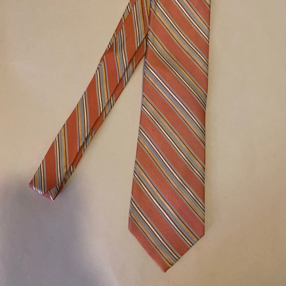 CALVIN KLEIN Pink Stripe Men’s 100% Silk Neck Tie $45 EUC